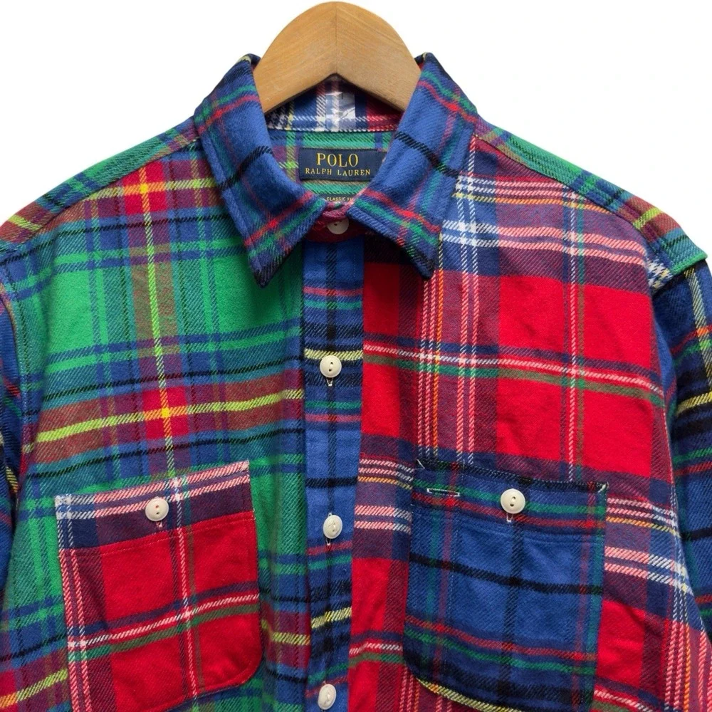 Polo Ralph Lauren NEW Men's Large Red/Green/Blue Colorblock Plaid Flannel Shirt
